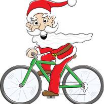 vector illustration of santa claus on bicycle